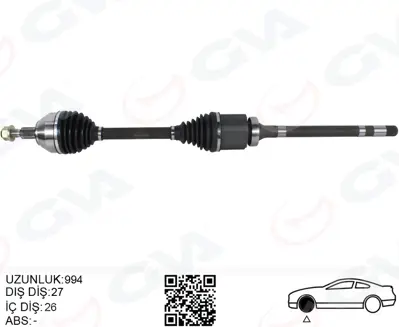 GVA R18457 On Aks Komple Sag Kuga I 08>13 2.0 Tdci 1683584 8V413B436AC 6538T 25946 1803629 VKJC8410 FO273R 8V413B436AD 1594943 18012800