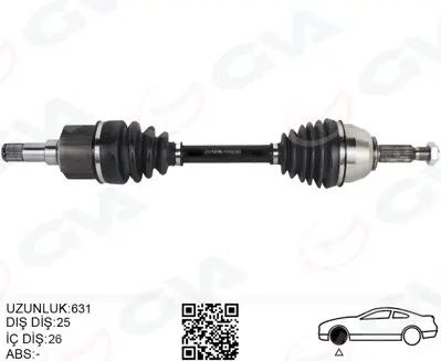 GVA TC3287 On Aks Komple Sol Transit Connect 1.8 Tdci 02>14 90-110ps  (631mm) 4490558 2T143B437CD 2T143B437FA 2T143B437CE 1451466 1451465 RM2T143B437FB AXP1010 170372 1581791SX