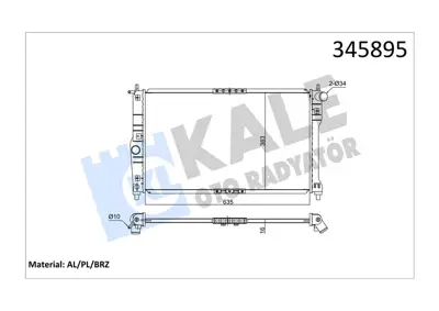 KALE 7876 Radyatör Daewoo Lanos 1.4-1.5-1.6 97=> (635x382x16) (Ac+) (Mek) (Al/Pl/Brz) 96182261 616551 734248 8MK376705671 61654 53253 DAEW5010A 21310001 1313001 52484499