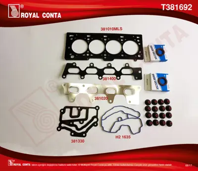 ROYAL CONTA AN 007 Üst Takim Conta (Reinz Keçeli+sub.Lastikli) Clio-Mgn-Scenic-Lgn 1.4-1.6 16v  (K4j-K4m) 9846845 7701471361 52260000 55044 D3297400 D9051400 701471886 T8000075 7701471886 PG12004