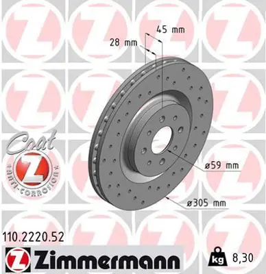 ZIMMERMANN GDB3462 On Fren Diski Alfa Romeo Mito 08 > 1.3 Mtj 1.4 Tb 1.6 Jtd (Delikli) 51738833 MDC2236 V057 1815201029 92228503 A2008V 428231 9800441 230907 RD01405