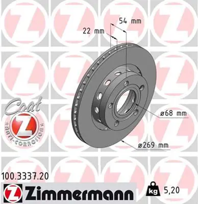 ZIMMERMANN GDB3511 Fren Diski. Arka. [268.8 Mm / 22-2 Mm] Hava Kanalli. Yüksek Karbon Alaşimli  0986479a42-Df4352 DDF2151C 4B3615601 MDC1921 25694V DF4352 43869 54768 24012202221 9D23011 17240