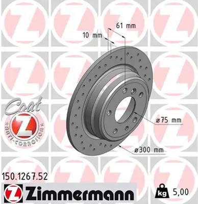 ZIMMERMANN GDB3560 Fren Diski Arka 5 1987-1997 (Delikli) 986478321-Df2557 34211156668 B2241P 92042300 986478321 6110447 561477JC 34211162305 34216756537 201520 BG2431