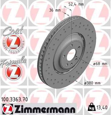 ZIMMERMANN GDB4603 Fren Disk 100336370 4H0615301AA R18283 4H0615301AB 4H0615301AC 4H0615301AN 4H0615301S 100336375 PRD3145 4H0615301L