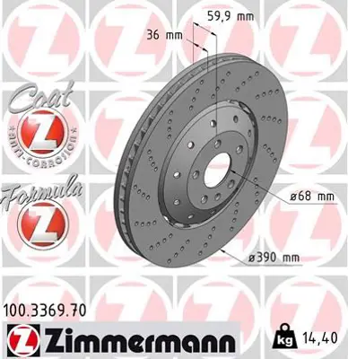 ZIMMERMANN GIC267 Fren Disk 4F0615301L 100336970 92208310 2421921 65017 AFX46415 18606