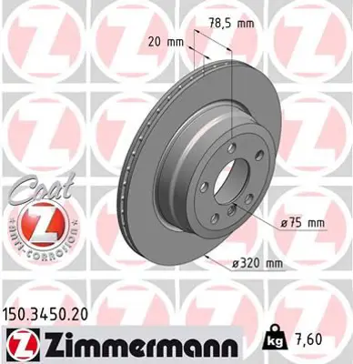 ZIMMERMANN GS8173 Fren Diski Arka Bmw X5 E70 Lci F15  X6 E71 F16 34216793247 HPD1465 231025C MBR5143 20936386 9992511 BS8278C 17870 24012002061 BG4168