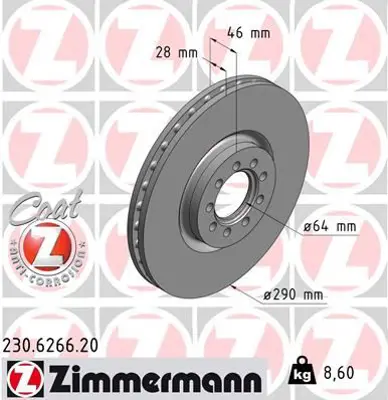 ZIMMERMANN GS8689 Fren Diski Ön Iveco Daily Iv 06>11 Daily V 11>14 Daily Vi 22> 2996121 92155700 DF4984S 2996121S1 982001557 2667510 8500823SX 2667510A 8501279SX 2IV014