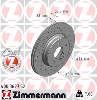 ZIMMERMANN JAR7527 Fren Disk (Delikli) DF983 230151 2104230712 8120231028C 561963B A2104230712 18233 561963BC A210423071264 23212
