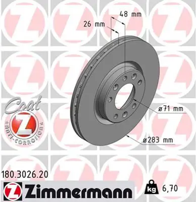 ZIMMERMANN JBJ768 Ön Fren Aynasi Astra L 21> Combo E 18>  Berlingo 18> C4 13> Partner 18> 308 Ii-Iii 13>  Rifter 18> (283x48x5dl Havali) 9805961480 DF6698 BS7565 24012601831 C3P033ABE 9803918180 BDC6020 BD2820 BS7565B 562992JC