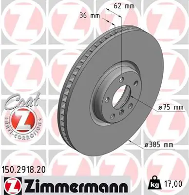 ZIMMERMANN JTC1069 Sağ-Ön Fren Diski Bmw X5 (E70)-X5 (F15-F85)-X6 (E71-E72)-X6 (F16-F86) 0986479e25-Df6619s 34116782068 17943 92312505 M24616 DSK3232B 25689Z 6191710 92266525 2421468 8DD355120731