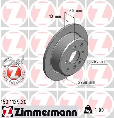 ZIMMERMANN JTC949 Fren Diski Arka Bmw E30 34211119581 DF1561 78BD95812 986478034 619700 34216755407 8394720 51994 BD9581 RT1048GLT5