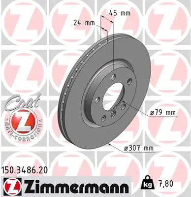 ZIMMERMANN JTE700 Fren Diski Ön Mini Countryman 2010 >mini Paceman 2012 > 986479726-Df6119s 34119804829 986479726 6061195 DF6119S BDM761020 NBD1858 18149 DF1453 D6144010 150348620