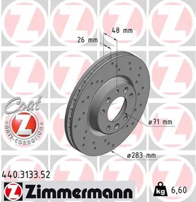 ZIMMERMANN JTS468 Ön Fren Aynasi Astra L 21> Combo E 18>  Berlingo 18> C4 13> Partner 18> 308 Ii-Iii 13>  Rifter 18> Delikli (283x48x5dl Havali) 9803918180 RT21646GLT3 9805961480 9675223380 440313320 BS9394HC 203747 MDC2607 BBD5352 5311133830