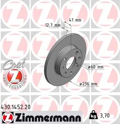 ZIMMERMANN PHA326 Ön Fren Aynasi Corsa B-Astra F-Vectra A-Ascona C-Combo B(94-01) (236x13x4dl Dolu) 93182290 569013 90008005 24011301611 8504 569030 8447510 90008031 93182311 96215667