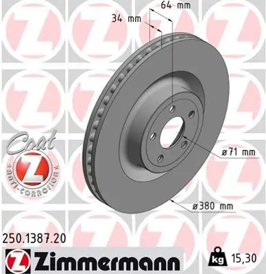 ZIMMERMANN PHA344 Fren Disk BG9350C 2032486 RAD2627C 250138752 FR3C1125DA 5279415 2145462 5356329 FR3C1125DB 2452661