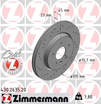 ZIMMERMANN PHD539 Fren Disk 13371163 BG4923C 8DD355126391 569094 ADW194345 9C71121 VAU168 569089 355126391 AND7039