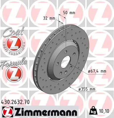 ZIMMERMANN PHD945 Fren Disk 13273625 2421924 569132 569068 13476989 9A80433 BZ9158 DDF2655C 573347B 2975