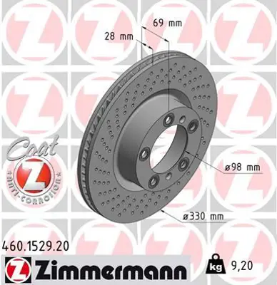 ZIMMERMANN PJK100 Fren Diski. Ön.Sol. [330 /28-26 Mm]. Kaplamali. Yüksek Karbon Alaşimli  0986479d24-Df6542s 99735140100 24012802471 DF6542S 55796 MDC2730L 92279605 460152920 WD01979 18410 6065425