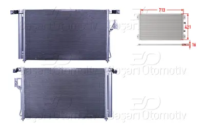 WISCO 97606-2B200 Klima Radyatoru 713x421x16   976062B200 HY5175D HY5175 94869 PXNCA086 976062B000AS HYA5175 976062B000 35965 DCC1898