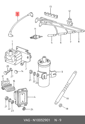 VW N10052901 BOBİN KABLOSU 214035 N10052901 N10052911 N10430003 N10052909 300811491 VA117B 61UL 11460