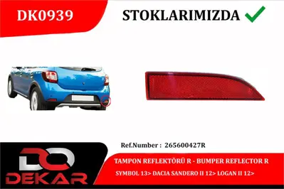DEKAR 0939 Tampon Reflektoru Sag Symbol Ii Sandero Ii Stepway Ii 265600427R CT0159 265604000R DA3244353