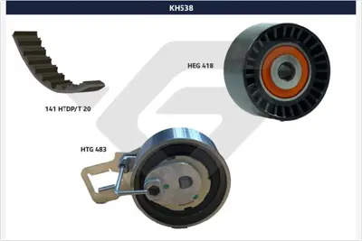 HUTCHINSON KH 538 Triger Seti Partner-Berlingo-P208-P301-P308-P508-P2008-P3008-P5008-Focus-Courier-Fiesta-Mondeo-C3-C4 C-Elysee-Jumpy-Rifter-Ds4-Ds3-Crossland X-Grandland X-Combo E-C-Max 1.5-1.6 Tdci-Hdi 15-> / Proace 1872497 K015688XS 3646451 KTB917 530069810 CT1203K1 KH538 3646454 FM5Q6K288AA 9808835080