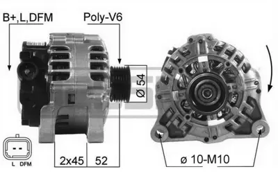 ERA 210347A Alternatör Citroen/Peugeot 5702F2 5705GQ CAL15241AS 2201150 WA14018 63533483010 102929 225520080415 DRA3906 RAA14018