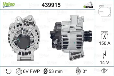 Valeo 439915 &Nbsp;Alternator C Max Ii1.6 Ecoboost 10> Focus Iii 1.6 Ecoboost 11>  Volvo S60 Ii  T3 11>  S80 Iit4 11> V40 Hatchback T2 Gtdi 13>15 1704927 TG12C107 BV6N10300AA 2321615 36001101 1763143 BV6N10300BA 210964B 210964A BV6N10300BB