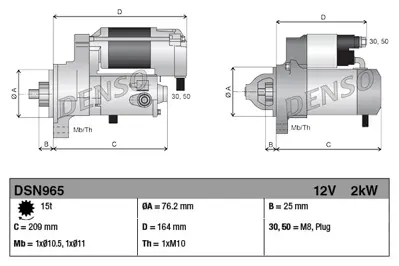 DENSO DSN965 Mars Motoru Orjinal 2.0kw Vw Audi Porsche 059911024K
