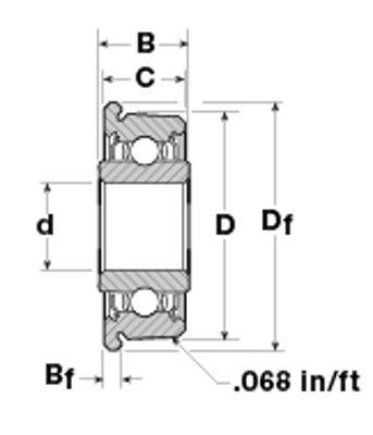 KAFFER SSF-3ZZ (4,76*14,31,15,88*5,74,6,35) Tek Sirali *Flanşli,İnç* Çift Tarafi Çelik Kapakli *Minyatür* Rulman 