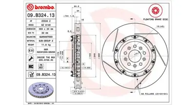MAGNETI MARELLI 360406129703 Brembo Disk Vantage Vantage 25530Z BG331125AA BZ9140 9B32413