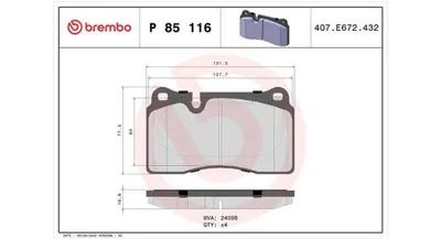 MAGNETI MARELLI 363700485116 Brembo Balata A3 8pa On 8J0698151E 573296JC 7L6698151G JQ101215 8J0698151G JZW698151T QP7780C 7G432D007AA 363700201499 120000