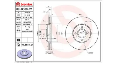MAGNETI MARELLI 360406165101 Brembo Disk Fiesta V Jh, Jd On 1335684 1421678 6065201 1360273 197695 ADF124322 YH20977 BS7407 17810 5S6Y1125AC