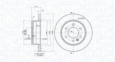 MAGNETI MARELLI 360406056401 Brembo Disk Sprinter 3,5 Arka 2E0615601A 569137 M2043P BS7131B FCR311C 58383 8DD355123172 9104230000 WGR63111 BS7131