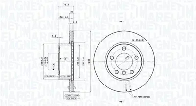 MAGNETI MARELLI 360406004601 Brembo Disk 1 E81 On 34116764629 9975020 ADC1716V 562313JC 9975011 D1580 9975010 55384 9975014 3155210013PD