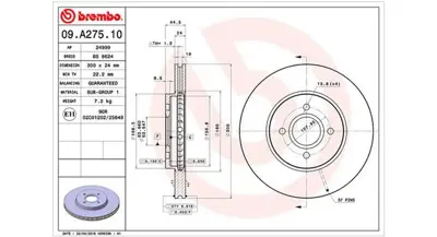 MAGNETI MARELLI 360406063300 Brembo Disk Focus I On 4328921 10305104 355112091 CD7195V 9A27514 2M5V1125AA DDF11951 231673C HPD225 9A27510
