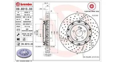 MAGNETI MARELLI 360406128603 Brembo Disk Mb C63 Coupe C204 2304211212 BZ9112 25502Z A2304211212 9931333