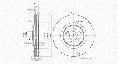 MAGNETI MARELLI 360406117801 Brembo Disk Accord Ix ADC0566V 45251TL0G50 RT21076GLT9 N3304056 54949 ADH243110 BR2272 V2680018 8001325C 562703JC