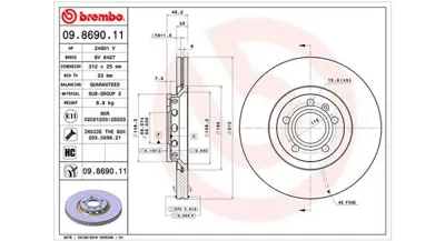 MAGNETI MARELLI 360406001601 Brembo Disk A4 B6 8e2 On 3B0615301B 8E0615301R NBD1151 4B0615301A 8D0615301J DF4262 204773 4B0615301C 230746 659610