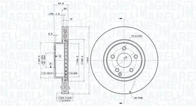 MAGNETI MARELLI 360406008001 Brembo Disk Classe E W211 On 230602C 2114210912 BDC5465P 562386CH DSK2212 562386J 203360 400362052 92115300 98200115301