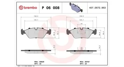 MAGNETI MARELLI 363700406008 Brembo Balata 3 E30 On 193100 500375 34111159416 2062920005 34111161717 34111155076 34112225850 180423 6186 AC462081D