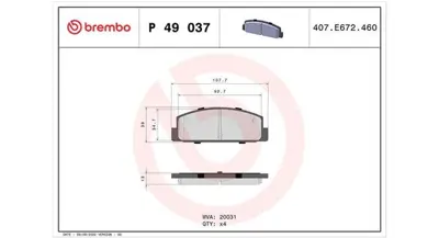 MAGNETI MARELLI 363700449037 Brembo Balata 323 F Vi Bj Arka 1U042648Z LP401 GGYB2643Z BW236 D3027 30482 GS392643Z 17910 363916060294 FB0649280
