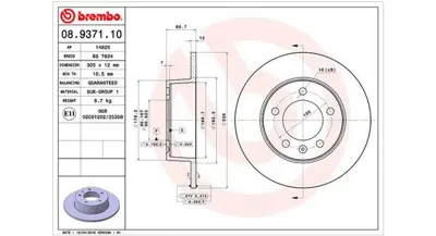 MAGNETI MARELLI 360406039600 Brembo Disk Interstar Arka 4320600QAA DF4234 186740 BG3681 DDF1272C 9111045 8937110 812010183 7700314107 24491