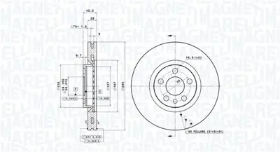 MAGNETI MARELLI 360406029601 Brembo Disk C8 Ea_, Eb_ BG3740C 1325772080 197219 BSF5347 562224CH PB20010 311933 9800311 562224J 1340179080