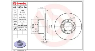 MAGNETI MARELLI 360406031400 Brembo Disk T1  602 On 10060 DSK544 186179 8395924 6014200272 52104 982000124 800210 98200012401 6014215012