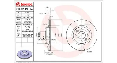 MAGNETI MARELLI 360406042300 Brembo Disk V6 On 7700715081 15114 561334J DF1017 24157E AC2030D 1815203921 HP55392 BS7876 BG2283