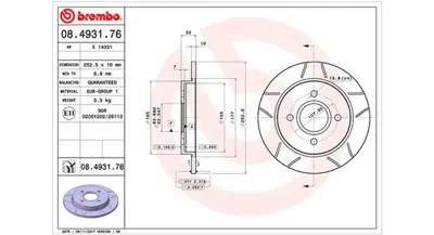 MAGNETI MARELLI 360406024605 Brembo Disk Fiesta V Jh, Jd 98AX2M008BB 1073756 7204066 1763301 C1BC2M008AB 3573537 1373781 DD593325XC 1780884 DD633325X