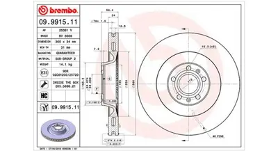MAGNETI MARELLI 360406059501 Brembo Disk A8 D3 4e2, 4e8 On 4E0615301A 92122205 92122203 LVBD1572 4E0615301P 3147125 DF4268 DDF1572C1 9991511 4E0615301J