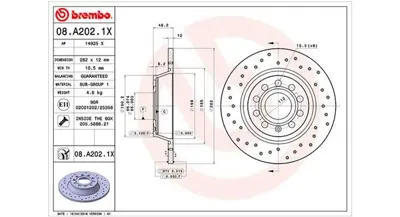 MAGNETI MARELLI 360406060802 Brembo Disk A3 8p1 Arka 1K0615601AD BR036SA100 PRD5237 1K0615601M BV7715 8A2021X 562258JC 1031005 3CD615601 8120291001C