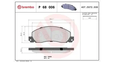 MAGNETI MARELLI 363700468006 Brembo Balata Arena  A97 On 5P278 4403271 8DB355018981 P68006 598086 V460146 209261851 4403272 16443 3290